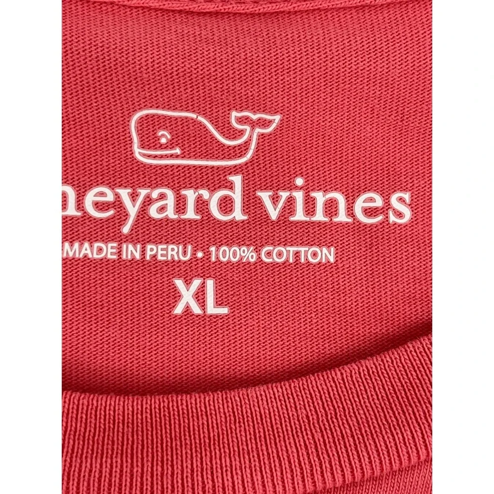 Vineyard‎ Vines Mens XL Long Sleeve Pocket T-Shirt Coral Pink Whale Graphic Tee
